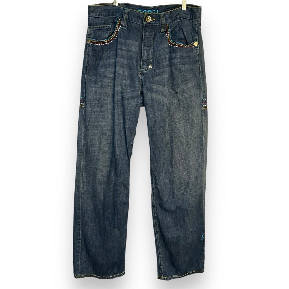 Coogi Embroidered Straight Leg Jeans Men's 34 X 34 Blue Retro 1990's Streetwear